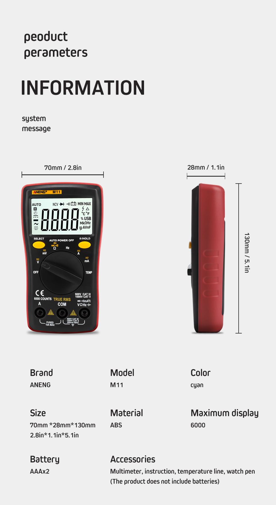 ANENG-M11-Auto-Digital-Multimeter-Backlight-6000-Counts-ACDC-Transform-Ohm-Ammeter-Resistance-Batter-1451303