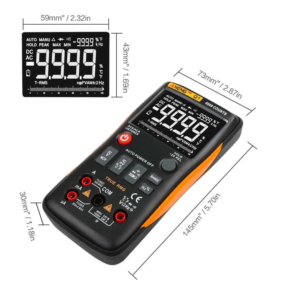 ANENG-Q1-9999-Counts-True-RMS-Digital-Multimeter-AC-DC-Voltage-Current-Tester-Orange-Yellow-1328992
