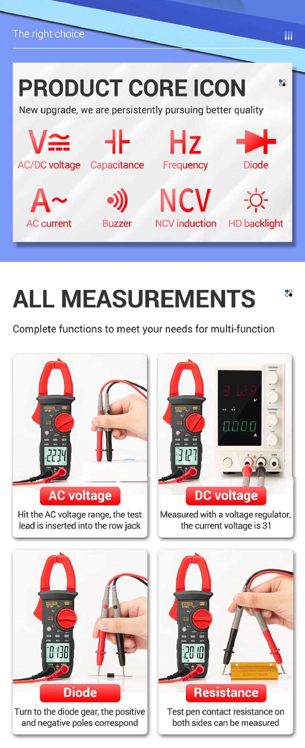 ANENG-ST181-Digital-Clamp-Meter-DCAC-Voltage-4000-Counts-Multimeter-Ammeter-Voltage-Tester-Car-Amp-H-1715696