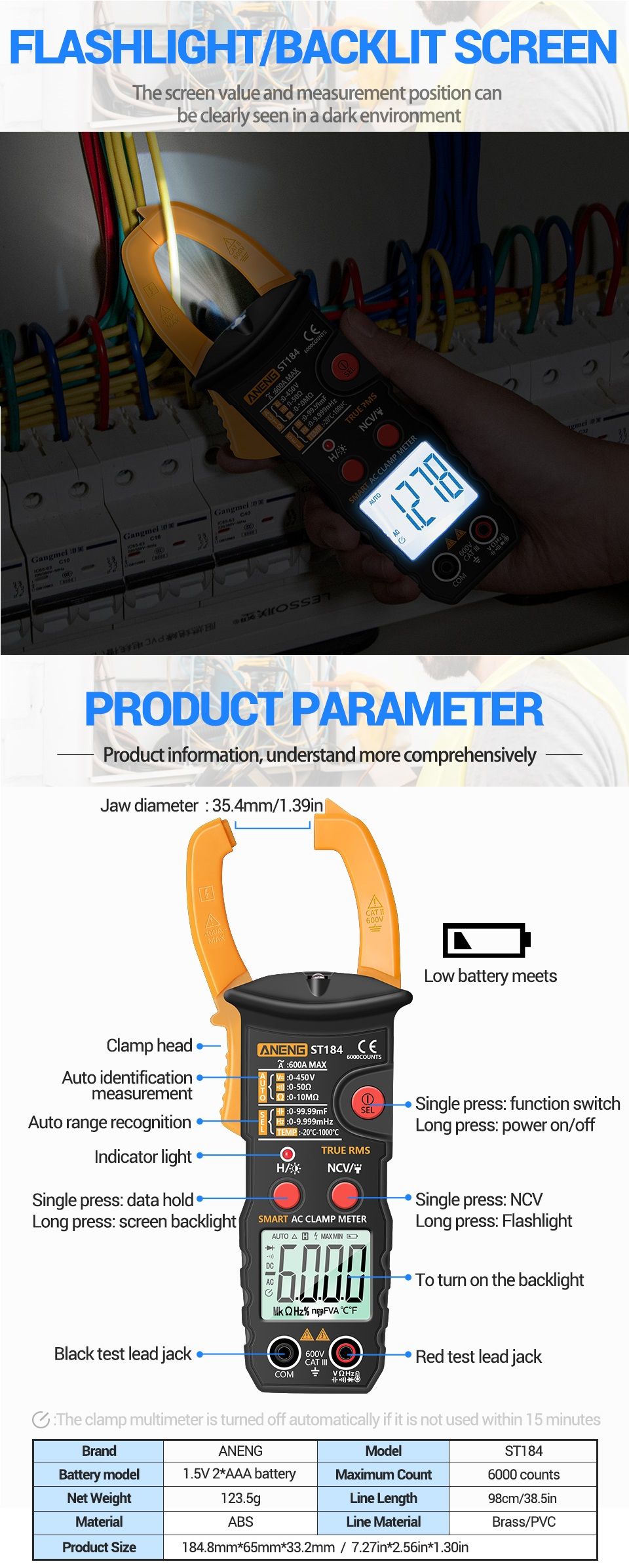 ANENG-ST184-Digital-Multimeter-Clamp-Meter-True-RMS-6000-Counts-Professional-Measuring-Testers-ACDC--1764448