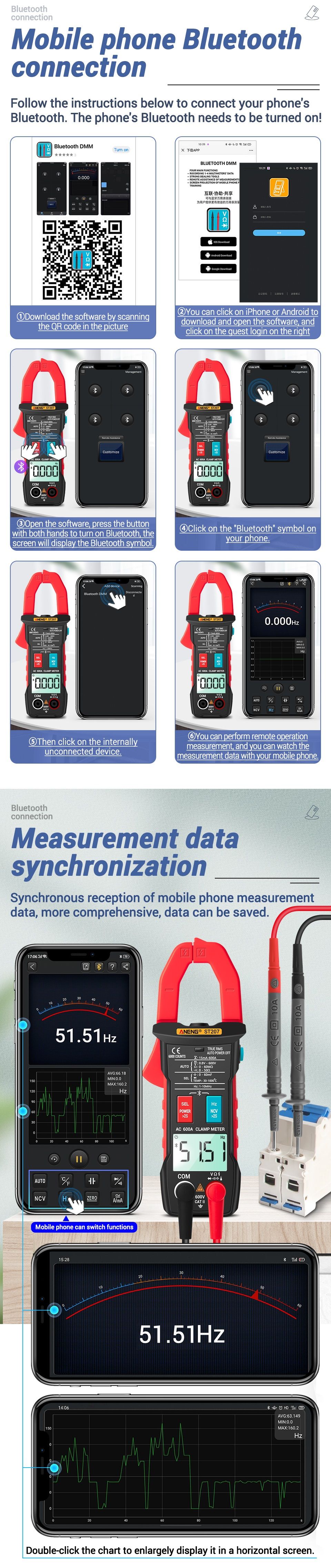 ANENG-ST207-Digital-bluetooth-Multimeter-Clamp-Meter-6000-Counts-True-RMS-DCAC-Voltage-Tester-AC-Cur-1762792