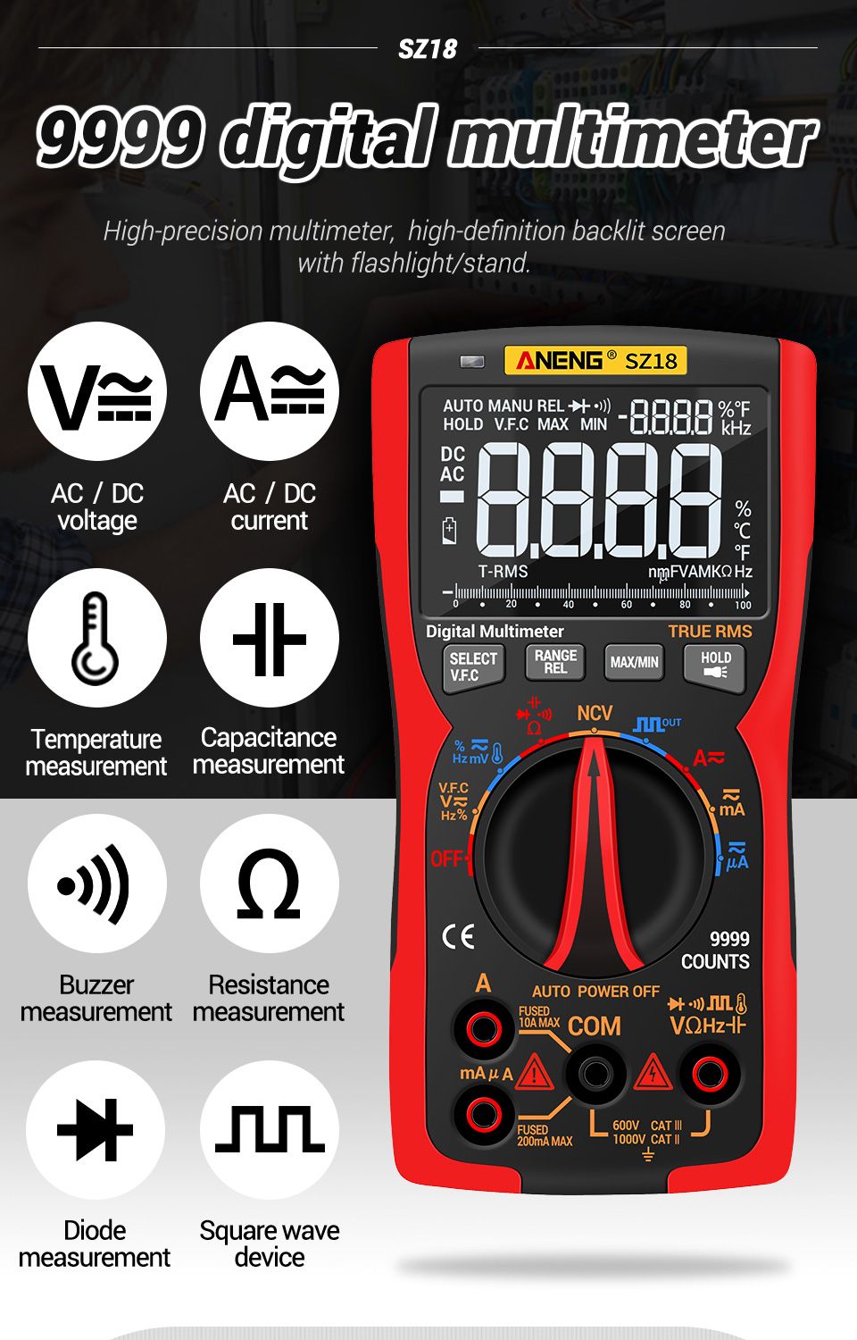 ANENG-SZ18-9999-Counts-Professional-True-RMS-Digital-Multimeter-Analog-Tester-Multimetro-DIY-Square--1741417