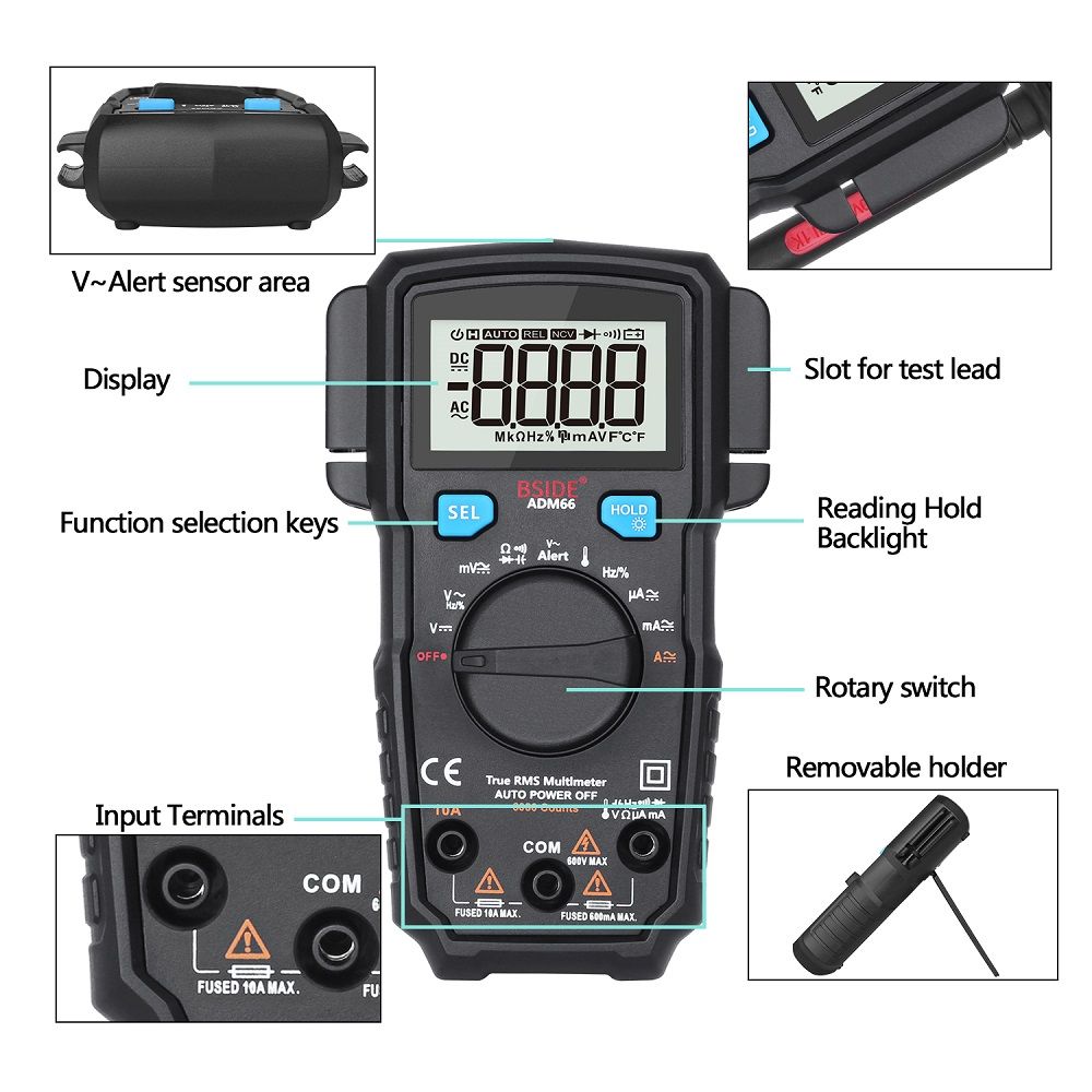 BSIDE-ADM66-True-RMS-Digital-Multimeter-Auto-Range-TRMS-Mini-6000-DMM-Dual-Slot-Capacitance-ohm-Hz-T-1261450