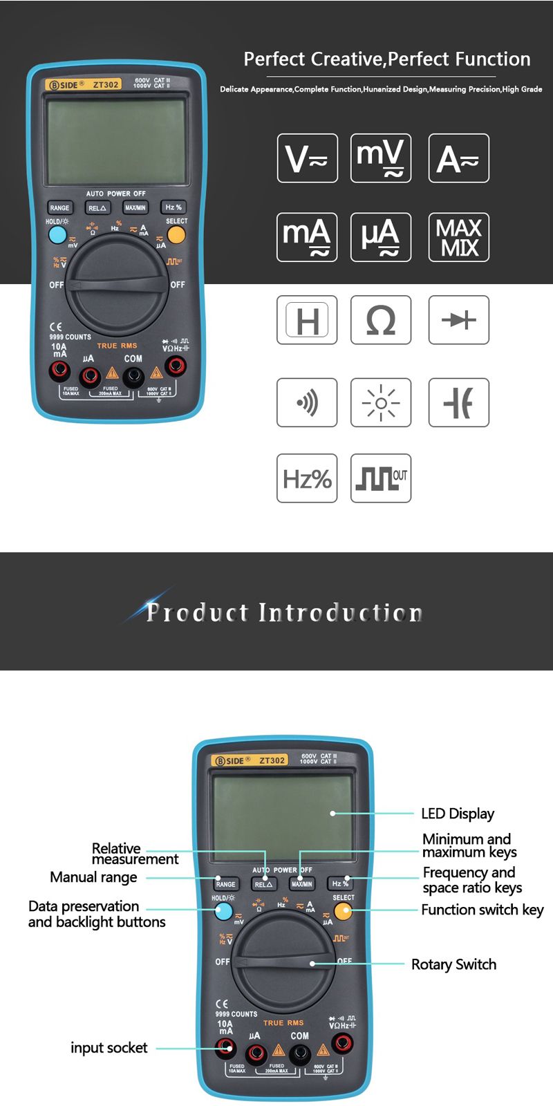 BSIDE-ZT302-Digital-Multimeter-True-RMS-9999-Counts-LED-Backlight-AC-DC-Voltage-Current-Resistance-C-1245349