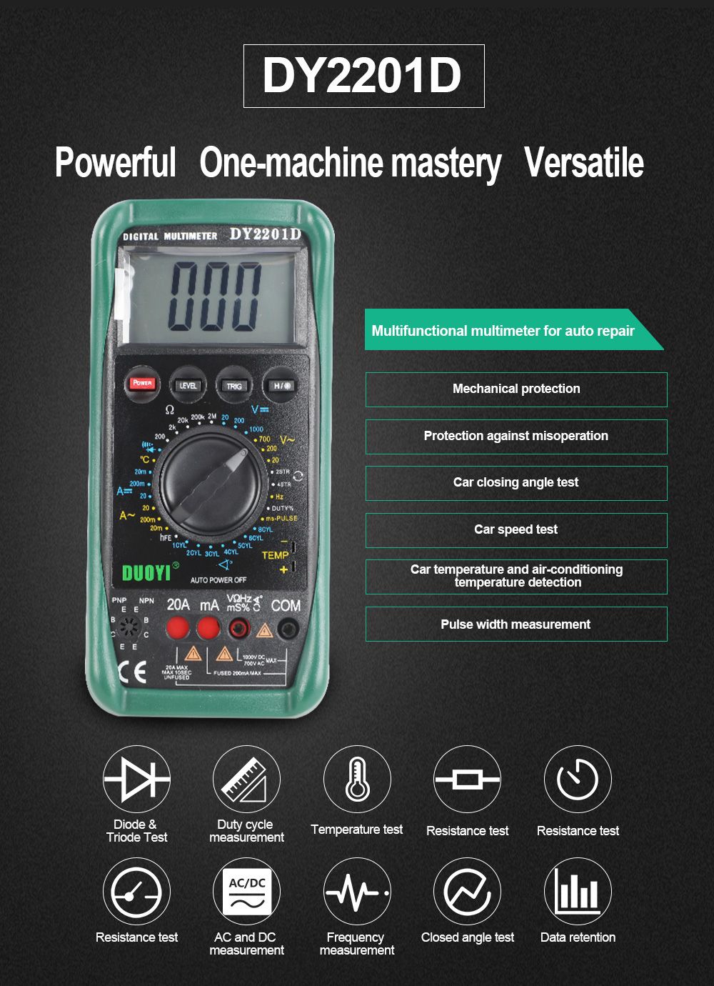 DUOYI-DY2201D-LCD-Digital-Automotive-Multimeter-With-Speed-Conversion-Sensor-Non-contact-RPM-Dwell-A-1640228