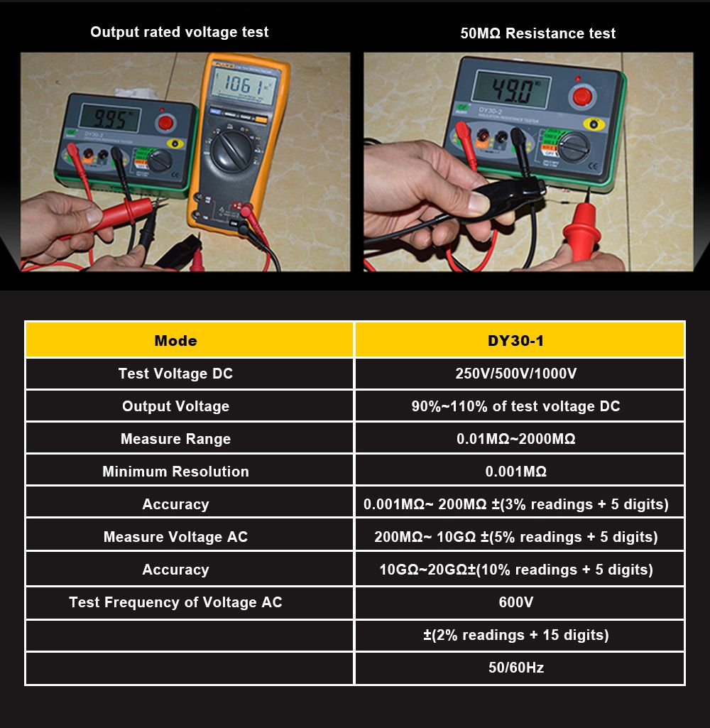 DUOYI-DY30-1-Digital-Insulation-Resistance-Tester-Meter-2000M-0hm-250V-500V-1000V-Megohmmeter-Voltme-1629990