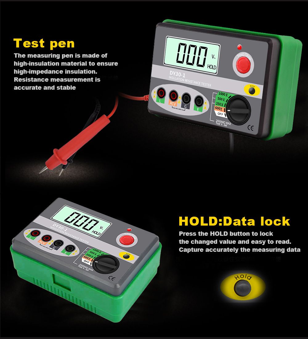 DUOYI-DY30-1-Digital-Insulation-Resistance-Tester-Meter-2000M-0hm-250V-500V-1000V-Megohmmeter-Voltme-1629990