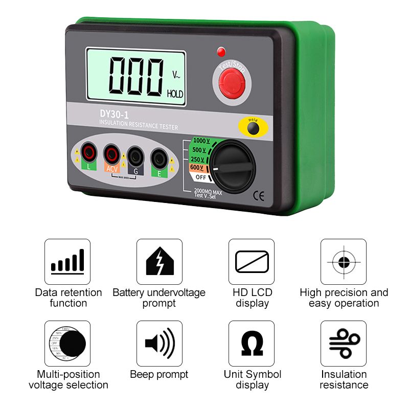 DUOYI-DY30-1-Digital-Insulation-Resistance-Tester-Meter-2000M-0hm-250V-500V-1000V-Megohmmeter-Voltme-1629990