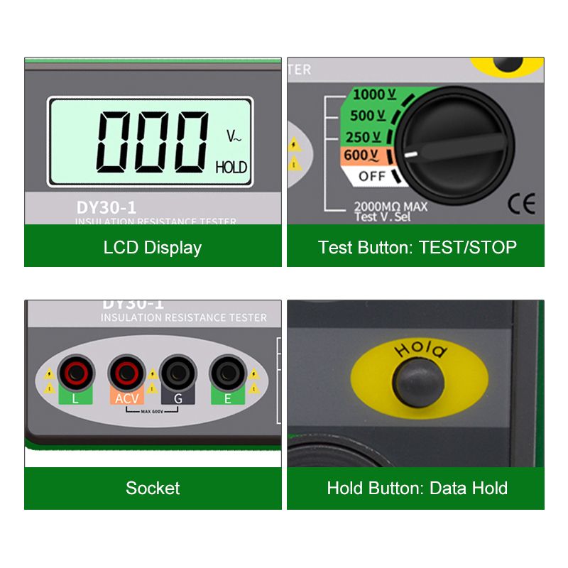 DUOYI-DY30-1-Digital-Insulation-Resistance-Tester-Meter-2000M-0hm-250V-500V-1000V-Megohmmeter-Voltme-1629990