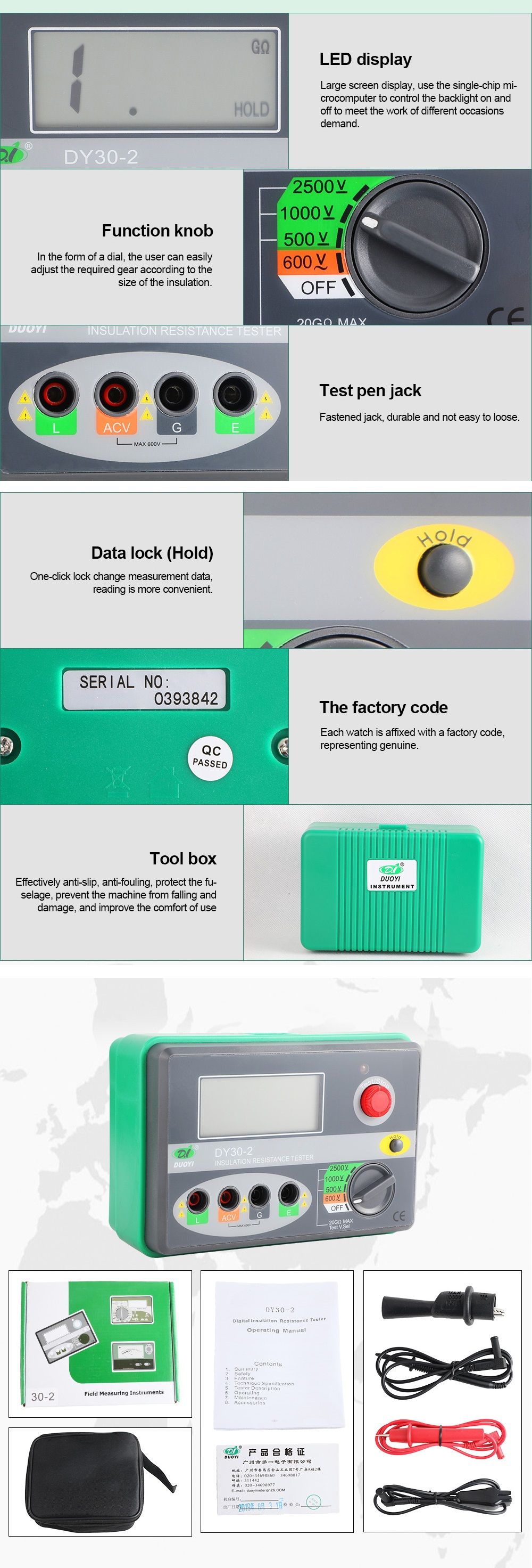 DUOYI-DY30-2-Digital-Insulation-Resistance-Tester-20G-Ohm-500V-1000V-2500V-Earth-Ground-Resistance-T-1640230