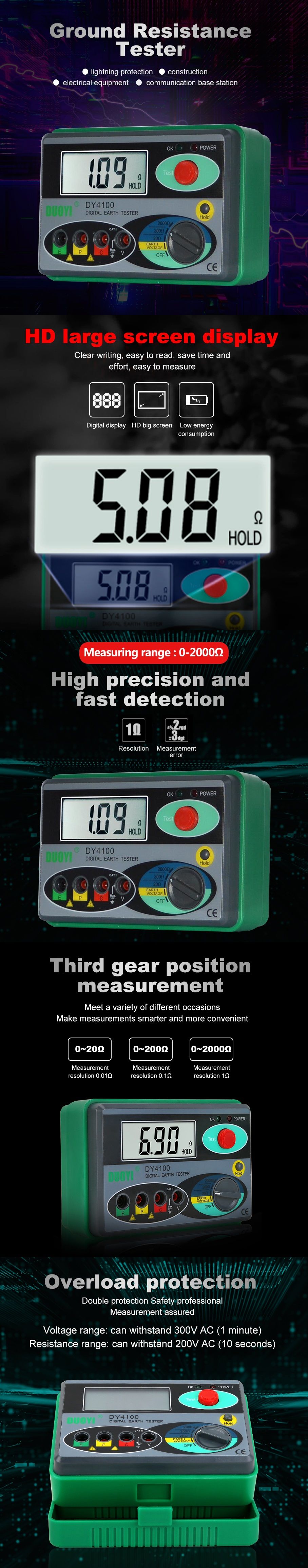 DUOYI-DY4100-Resistance-Tester-Digital-Earth-Tester-Ground-Resistance-Instrument-Megohmmeter-0-2000--1629989