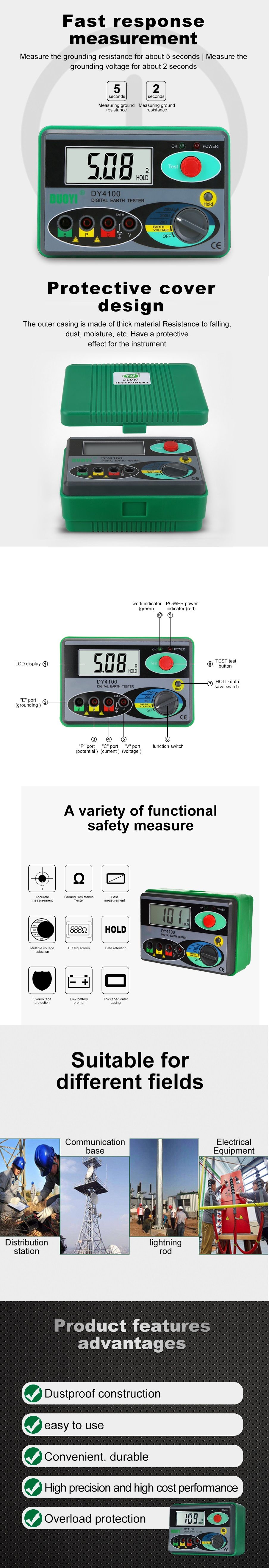 DUOYI-DY4100-Resistance-Tester-Digital-Earth-Tester-Ground-Resistance-Instrument-Megohmmeter-0-2000--1629989