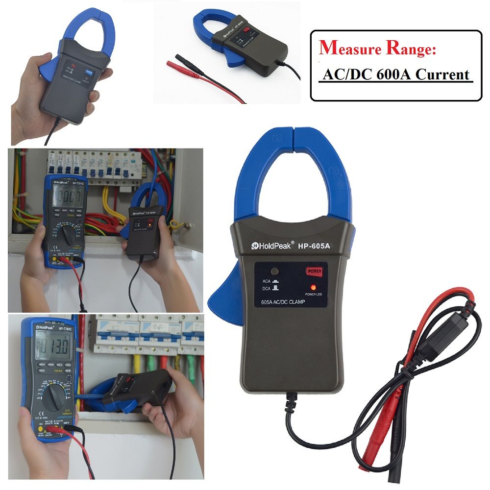 HoldPeak-HP-605A-Clamp-Adapter-Multimeter-600A-ACDC-Current-Power-LED-45mm-Jaw-Caliber-for-High-Ampe-1334591