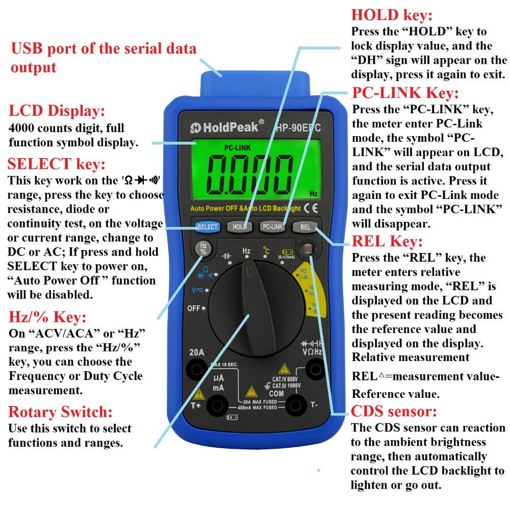 HoldPeak-HP-90EPC-4000-Counts-True-RMS-Digital-Multimeter-Battery-Diode-hFE-Tester-With-USB-Software-1334081