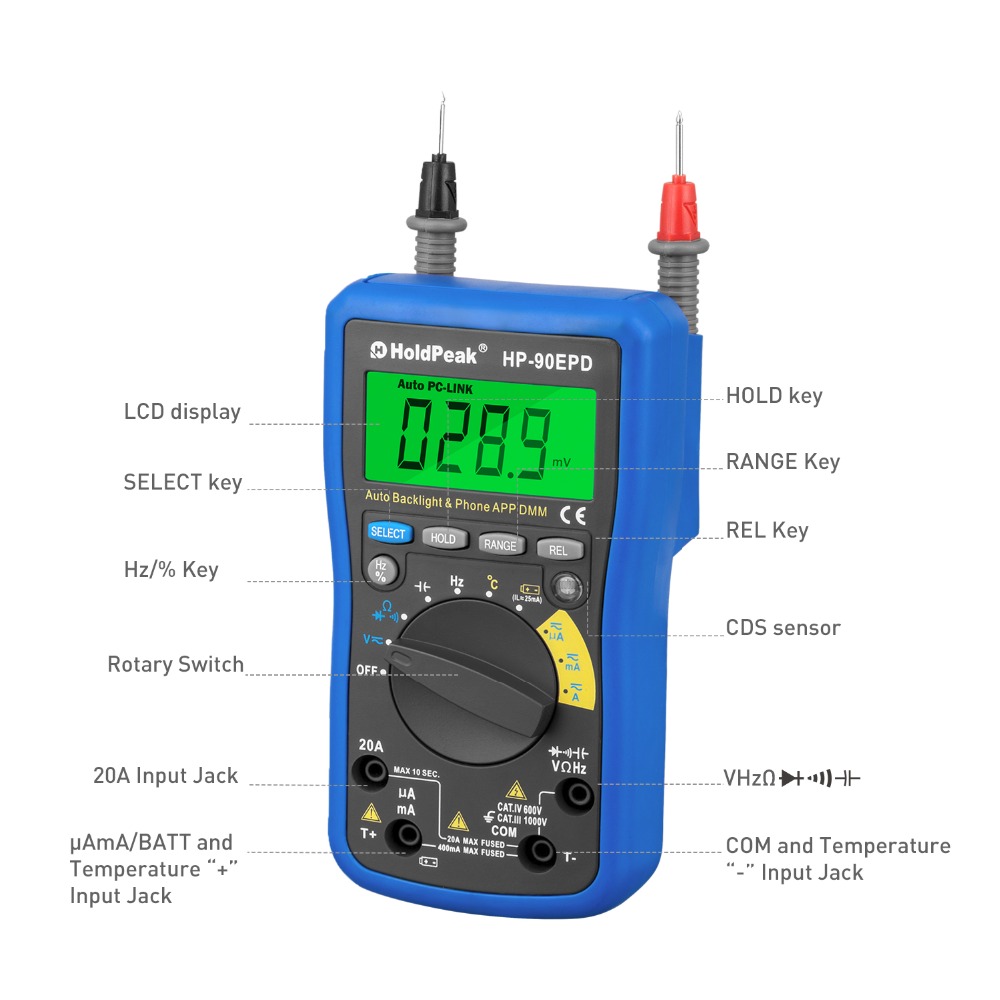 HoldPeak-HP-90EPD-Mobile-APP-4000-Counts-True-RMS-Multimeter-Auto-Range-AC-DC-Voltage-Current-Resist-1334076