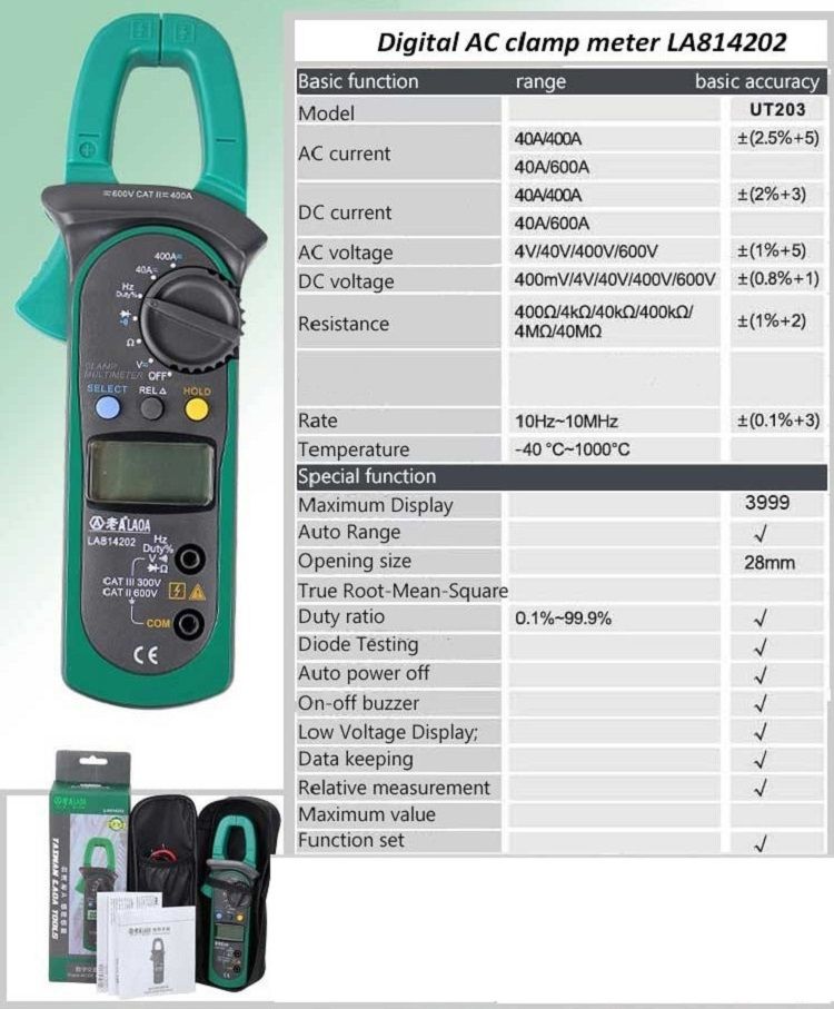 LAOA-LA814202-Clamp-Multimeter-ACDC-Voltage-Currency-Test-Professional-Digital-Multimeter-1721168