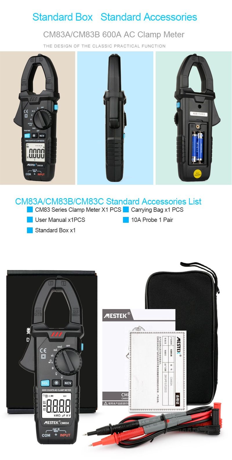 MESTEK-CM83A-Digital-Clamp-Meter-600A-AC-Current-ACDC-Voltage-Ohm-True-RMS-Auto-Range-VFD-Capacitanc-1709055