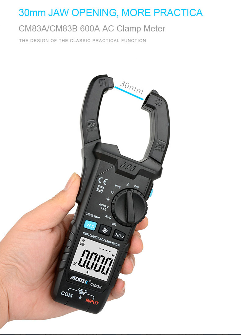 MESTEK-CM83A-Digital-Clamp-Meter-600A-AC-Current-ACDC-Voltage-Ohm-True-RMS-Auto-Range-VFD-Capacitanc-1709055