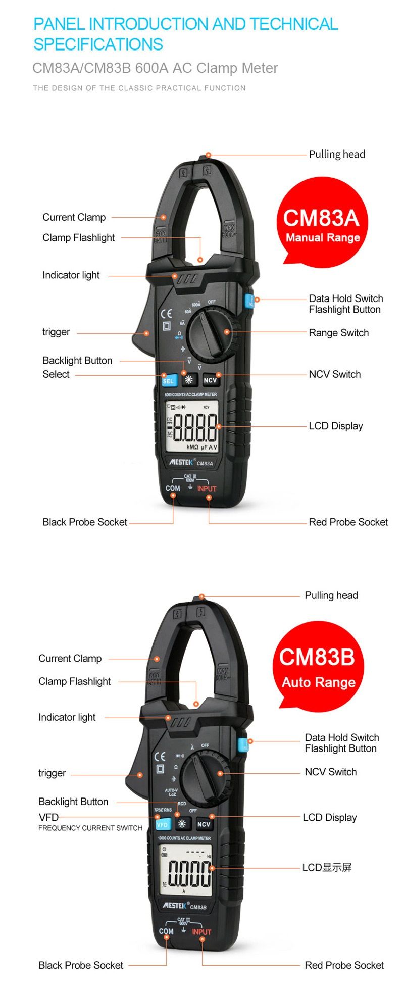 MESTEK-CM83B-Digital-Clamp-Meter-600A-AC-Current-ACDC-Voltage-Ohm-True-RMS-Auto-Range-VFD-Capacitanc-1709054