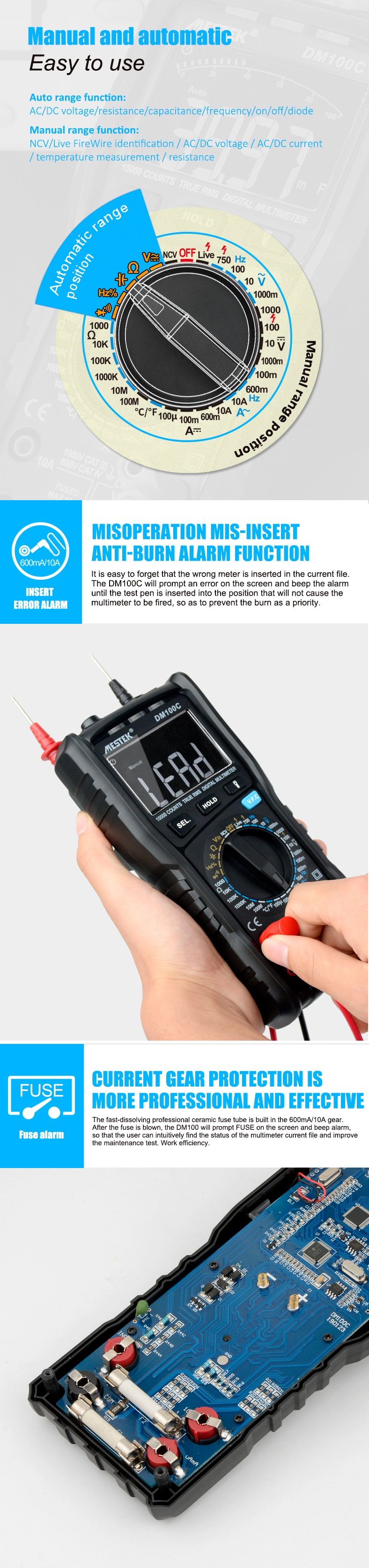 MESTEK-DM100C-10000-Counts-ManualAuto-Range-Multimeter-High-Speed-Smart-Double-Core-VFC-Variable-Fre-1533054