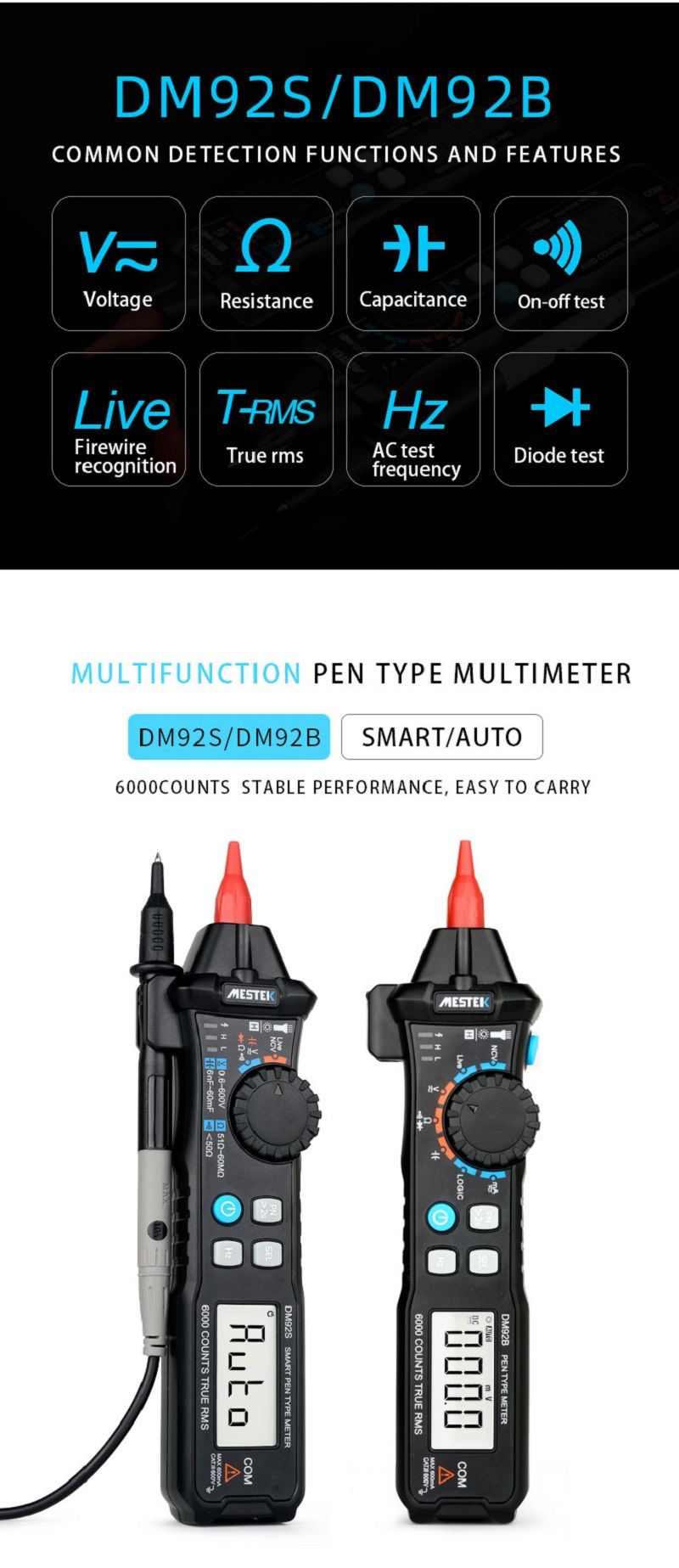 MESTEK-DM92B-Digital-Multimeter-6000-Counts-Pocket-Pen-Style-Auto-Range-Multimeter-NCV-Detection-DCA-1709050