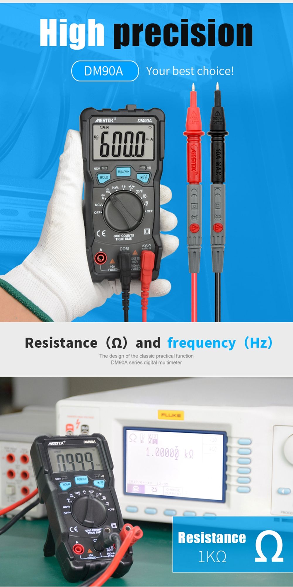 MESTEK-High-Precision-Multimeter-DM90A-6000-Counts-Auto-Ranging-Electrician-Digital-Voltage-Meter-Fl-1533409