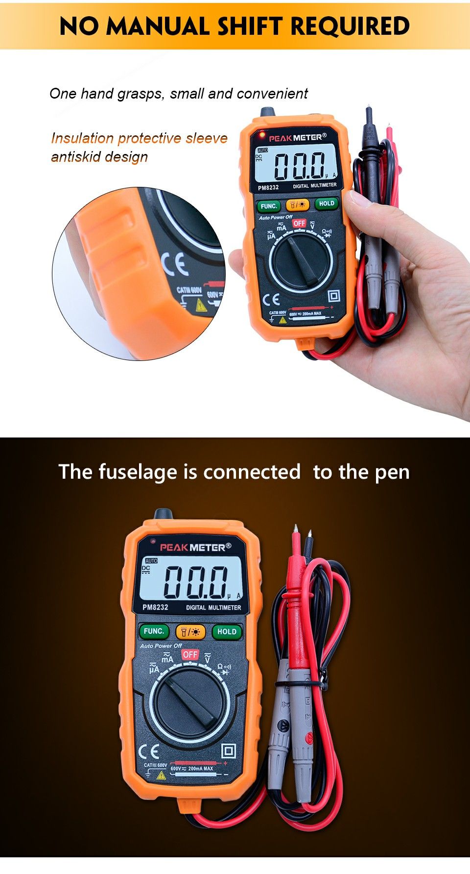 PEAKMETER-PM8232-Non-Contact-Mini-Digital-Multimeter-DC-AC-Voltage-Current-Tester-Data-Hold-Ammeter--1562605