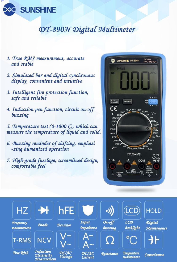 SUNSHINE-DT-890N-Digital-Multimeter-High-Precision-Automatic-Range-Multimeter-Precision-and-Stable-T-1646820