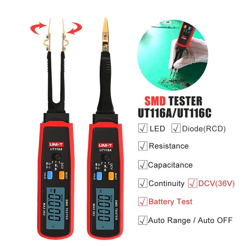 UNI-T-SMD-Multimeter-UT116A-UT116C-Auto-Range-Resistance-Capacitance-DiodeRCD-LED-Zener-DCV-Continui-1617248