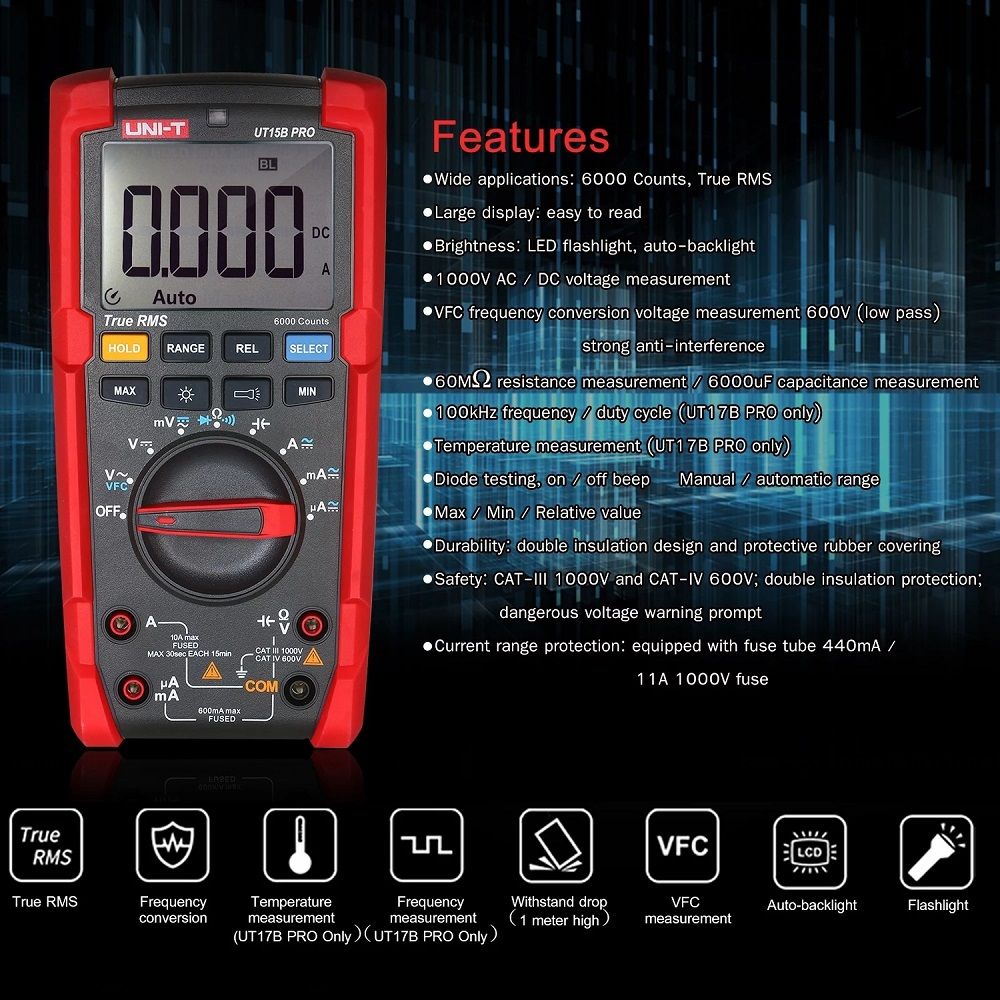 UNI-T-True-RMS-Digital-Multimeter-Auto-Ranging-Multitester-High-Accuracy-Universal-Meter-6000-Counts-1757756