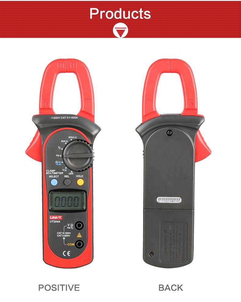 UNI-T-UT204A-Digital-Handheld-Auto-Range-Clamp-Multimeter-DMM-ACDC-Volt-Amp-Resistance-Capacitance-F-1019367