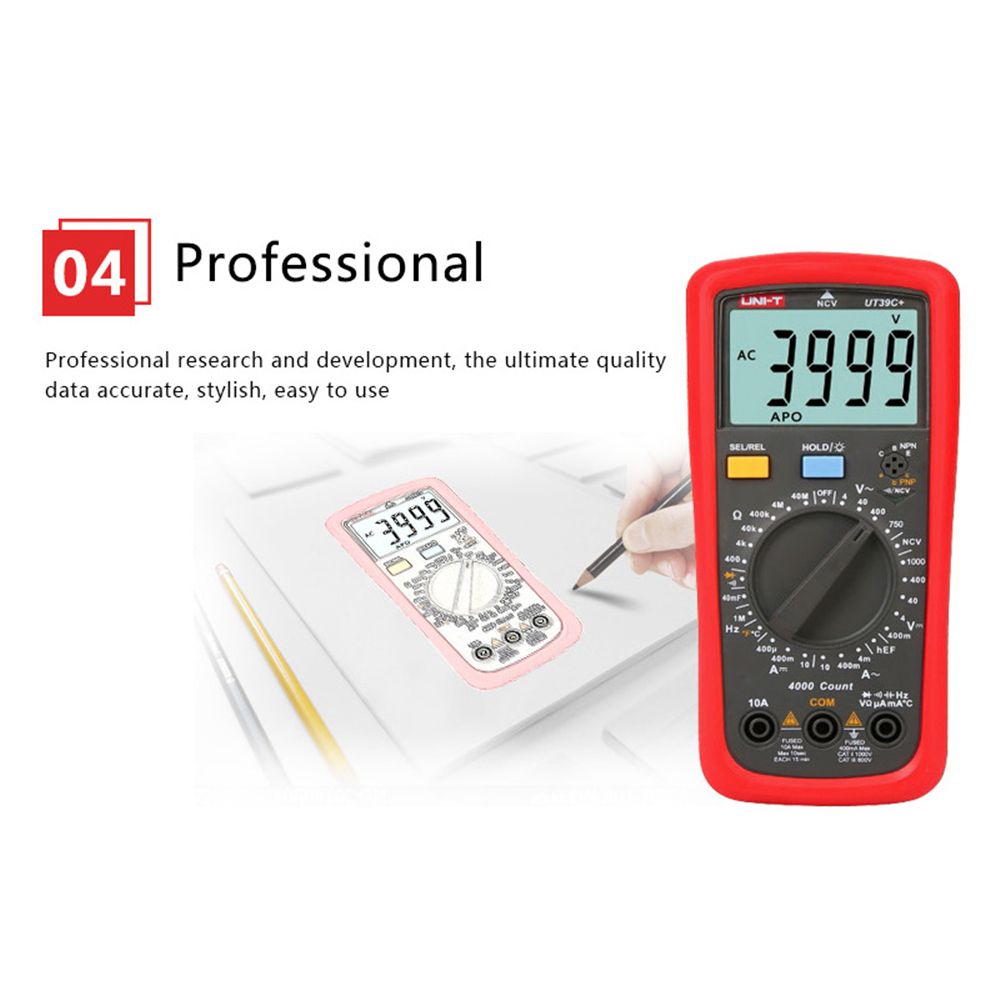 UNI-T-UT39C-Digital-Multimeter-AC-DC-Volt-Amp-Ohm-Capacitance-Temp-Hz-Tester-UT39C-Plus-Data-Hold-1297484