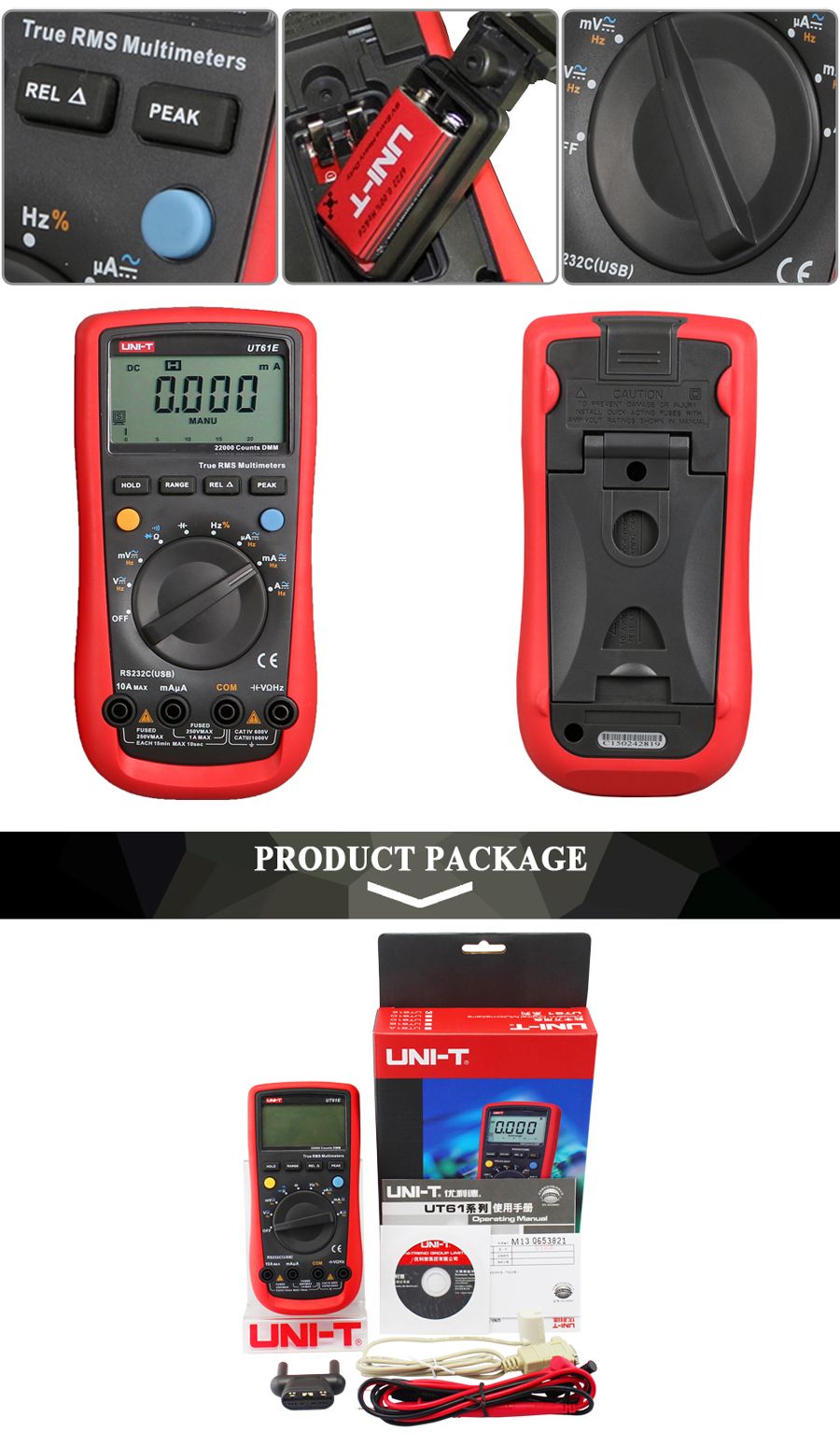 UNI-T-UT61E-Auto-Range-Digital-Multimeter-ACDC-Volt-Amp-Resistance-Capacitance-Frequency-Duty-Cycle-90124