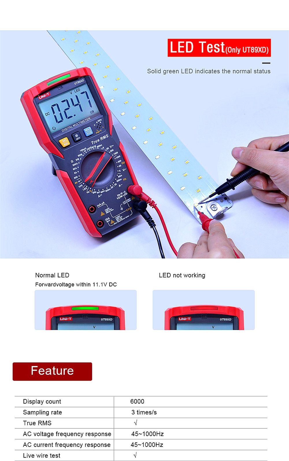 UNI-T-UT89XUT89XD-6000-Count-Digital-Multimeter-True-RMS-Automatic-Backlight-Multimeter-NCVCondensat-1436980