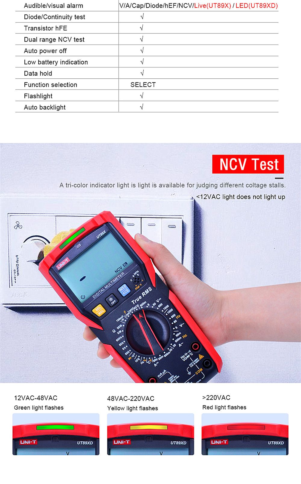 UNI-T-UT89XUT89XD-6000-Count-Digital-Multimeter-True-RMS-Automatic-Backlight-Multimeter-NCVCondensat-1436980