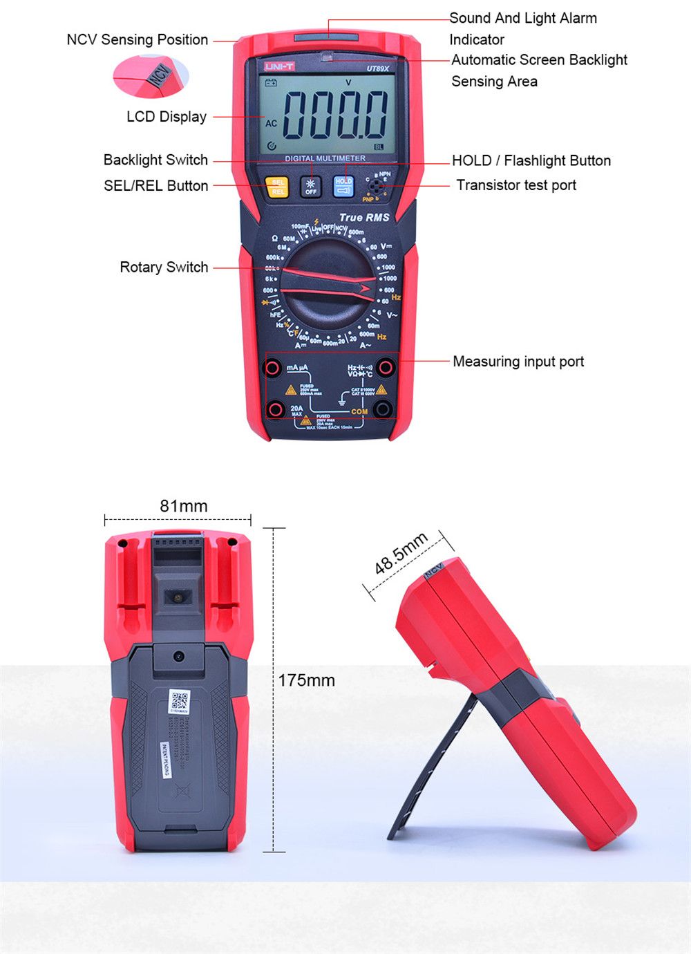 UNI-T-UT89XUT89XD-6000-Count-Digital-Multimeter-True-RMS-Automatic-Backlight-Multimeter-NCVCondensat-1436980