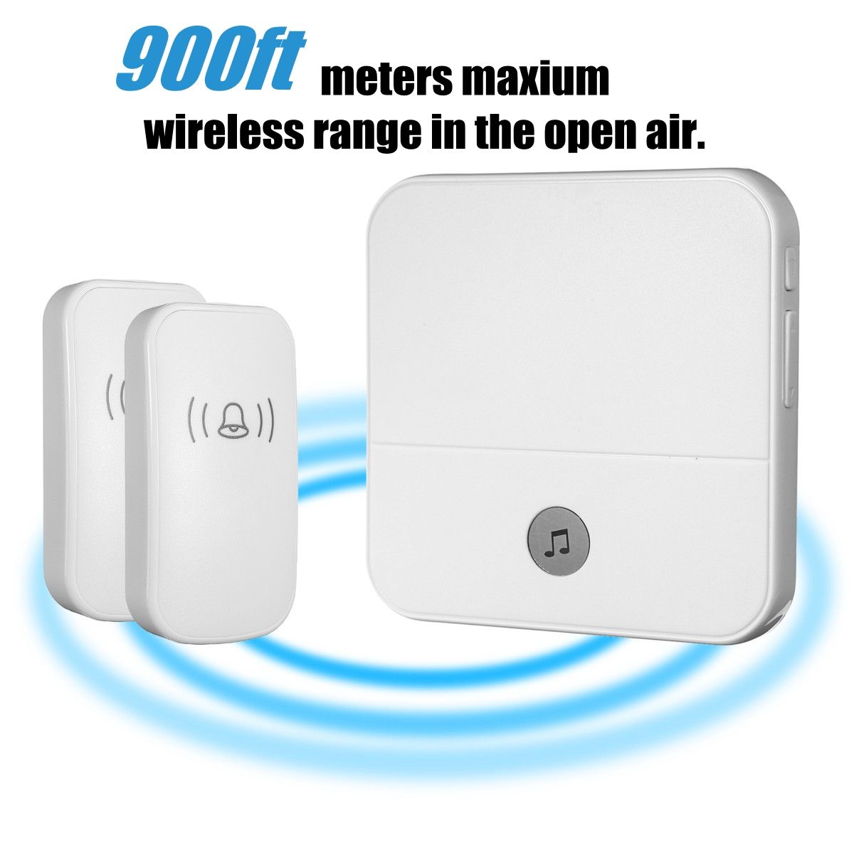 300M-Waterproof-LED-Wireless-Doorbell-52-Songs-Chime-Door-Bell-SOS-EUUSUK-Plug-2Pcs-Receiver--1Pce-D-1347169