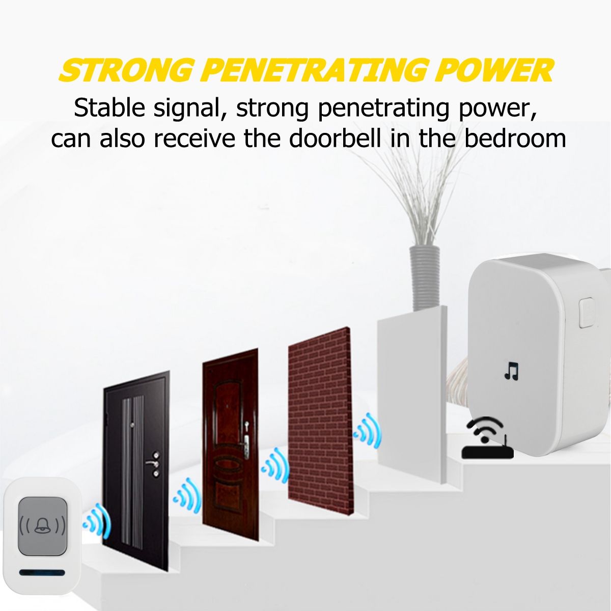 300M-Wireless-Doorbell-60-Song-Chime-5-Volume-Level-Door-Bell-12-Receiver-SOS-1519501