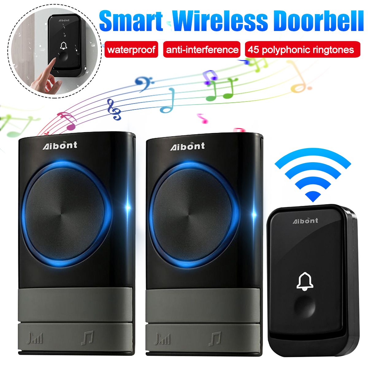 3Pcs-Smart-Wireless-Doorbell-45-Songs-Polyphonic-Ringtones--200m-Transmission-1721810