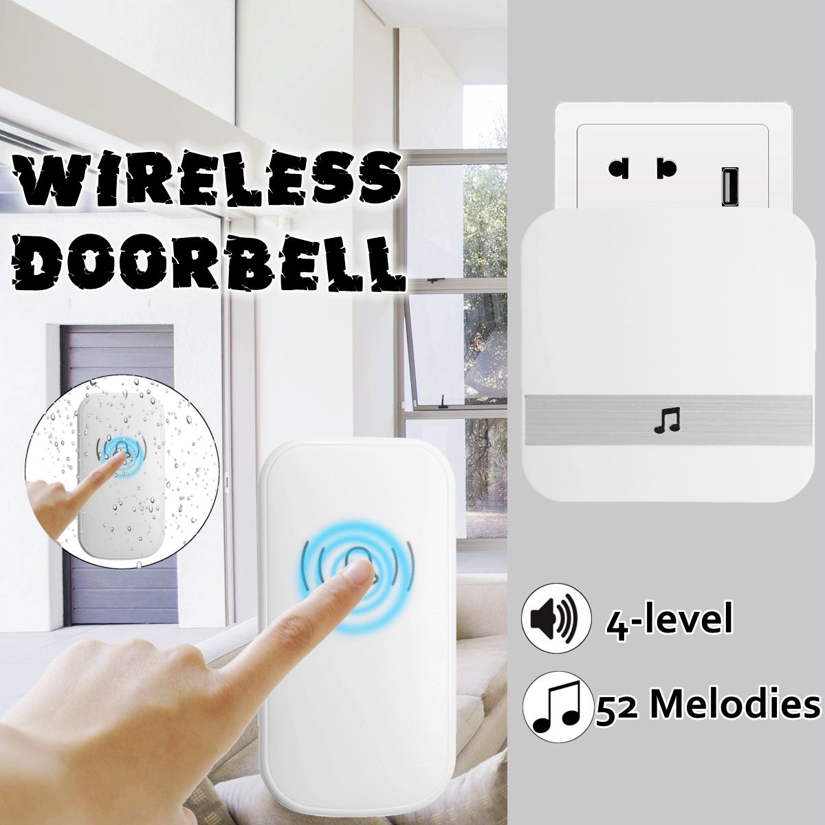 52-Chimes-Wireless-Music-Door-Bell-Home-Waterproof-Cordless-Digital-Doorbell-300M-1370221