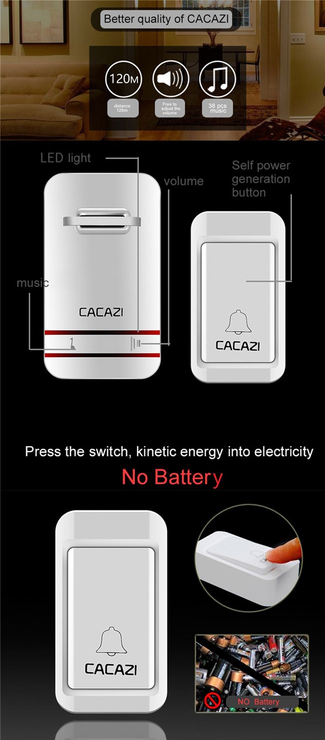 CACAZI-2-to-1-Wireless-Doorbell-No-Need-Battery-LED-Light-Doorbell-Waterproof-Electronic-Door-Bell-1241433