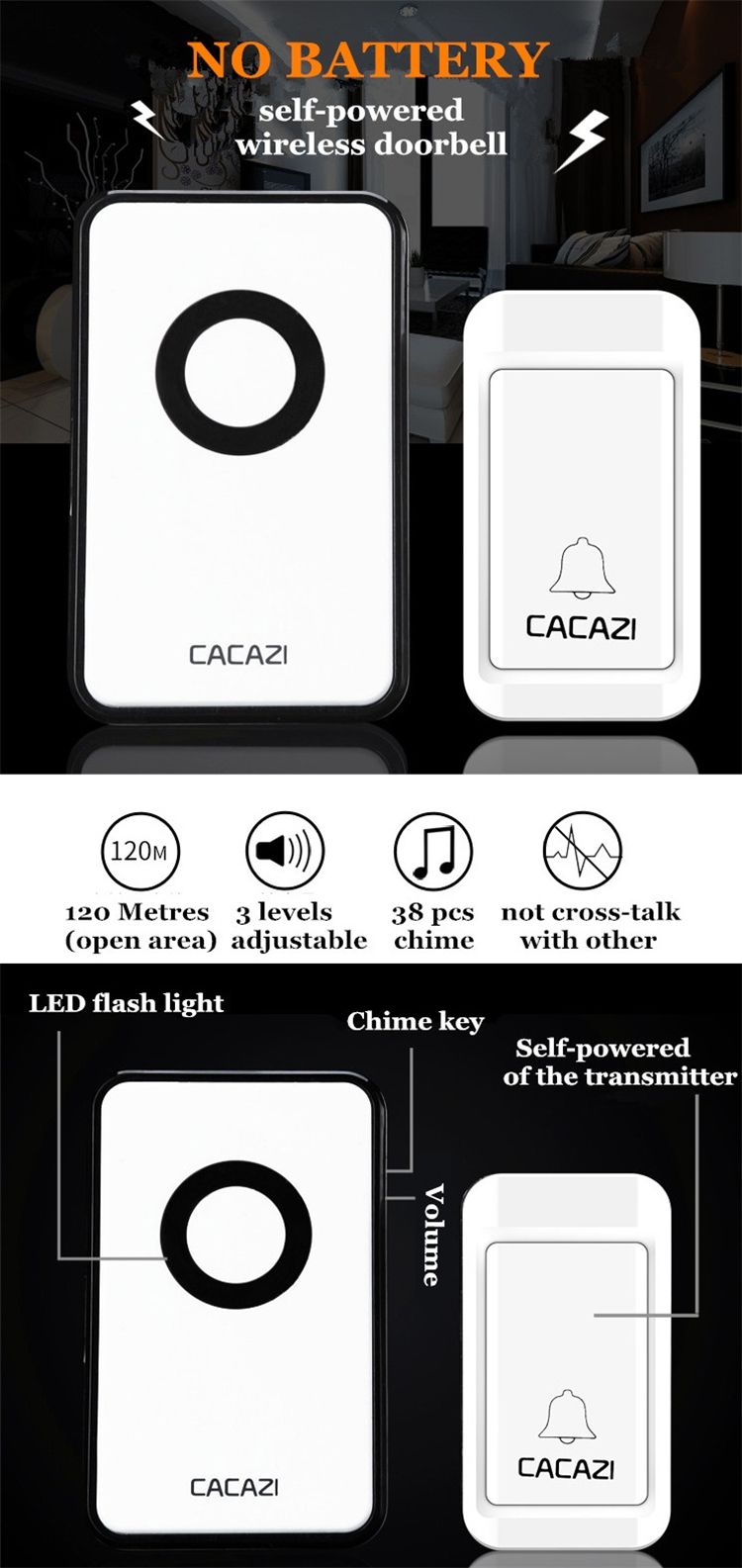 CACAZI-38-Tunes-Wireless-Cordless-Waterproof-Doorbell-Remote-Control-Door-Bell-Chime-No-Need-Battery-1241037