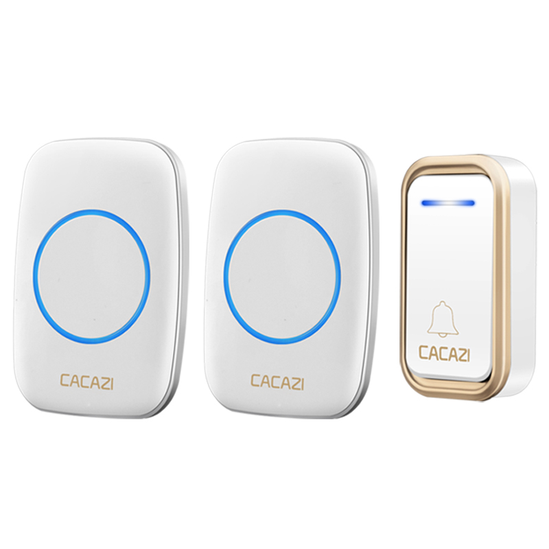 CACAZI-A10F-Waterproof-Wireless-Doorbell-300M-Remote-Door-Bell-Chime-220V-1-Button-2-Receiver-1630661