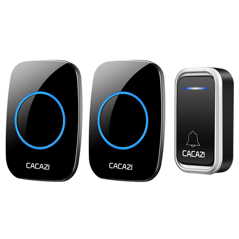 CACAZI-A10F-Waterproof-Wireless-Doorbell-300M-Remote-Door-Bell-Chime-220V-1-Button-2-Receiver-1630661