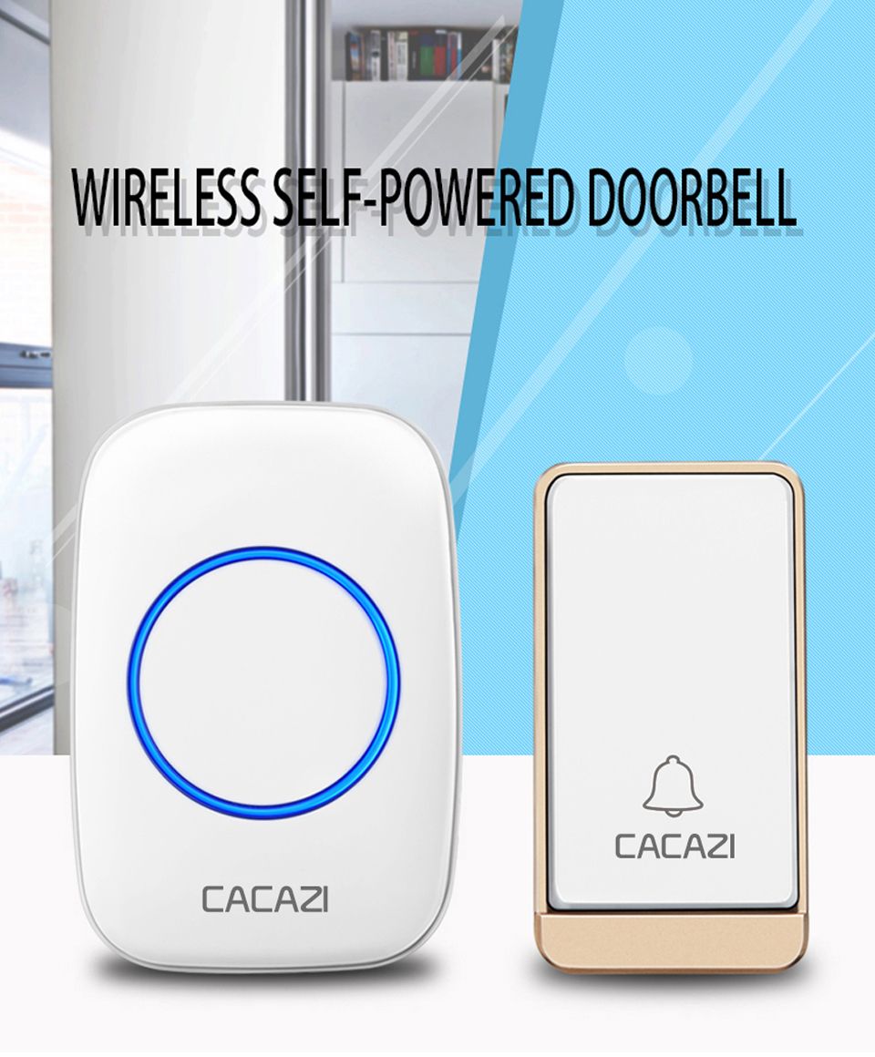 CACAZI-A10J-Self-powered-Wireless-Doorbell-Waterproof-No-Battery-LED-light-Home-Cordless-DoorBell-1630657