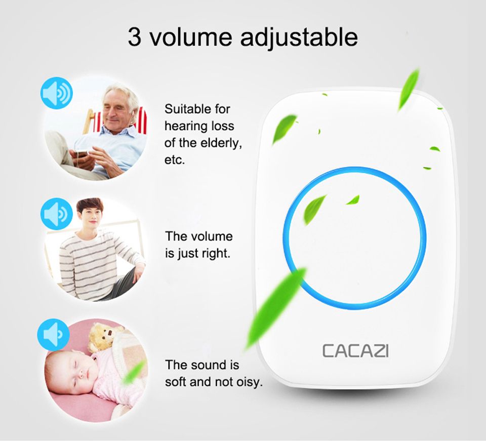 CACAZI-A10J-Self-powered-Wireless-Doorbell-Waterproof-No-Battery-LED-light-Home-Cordless-DoorBell-1630657