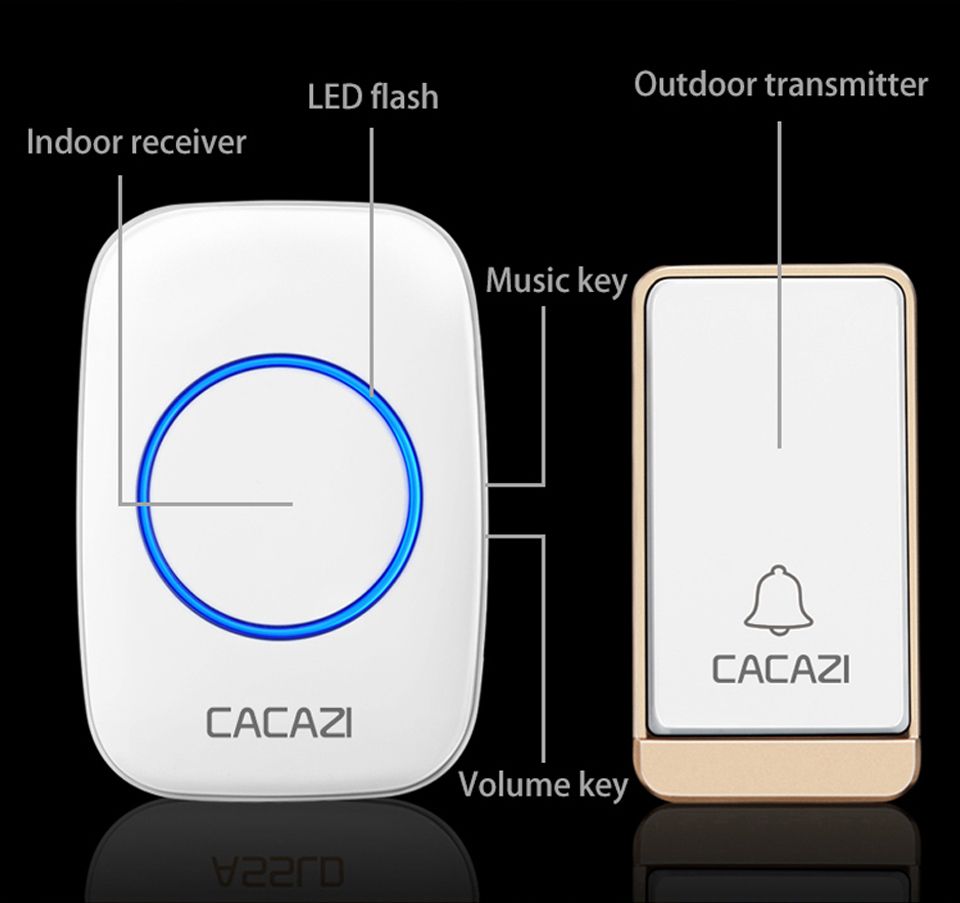 CACAZI-A10J-Self-powered-Wireless-Doorbell-Waterproof-No-Battery-LED-light-Home-Cordless-DoorBell-1630657