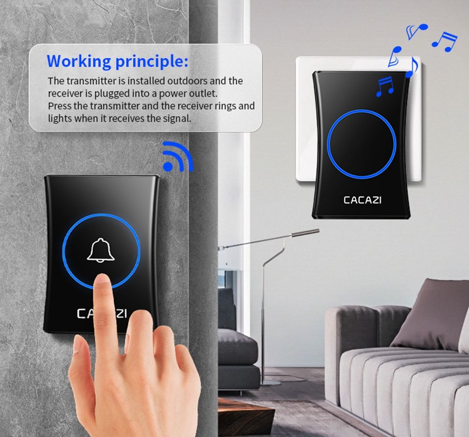 CACAZI-A30-Smart-Waterproof-Wireless-Music-Doorbell-Battery-300M-Remote-Button-Receiver-Home-Call-Ri-1610212