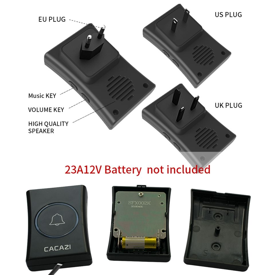 CACAZI-A30-Smart-Waterproof-Wireless-Music-Doorbell-Battery-300M-Remote-Button-Receiver-Home-Call-Ri-1610212
