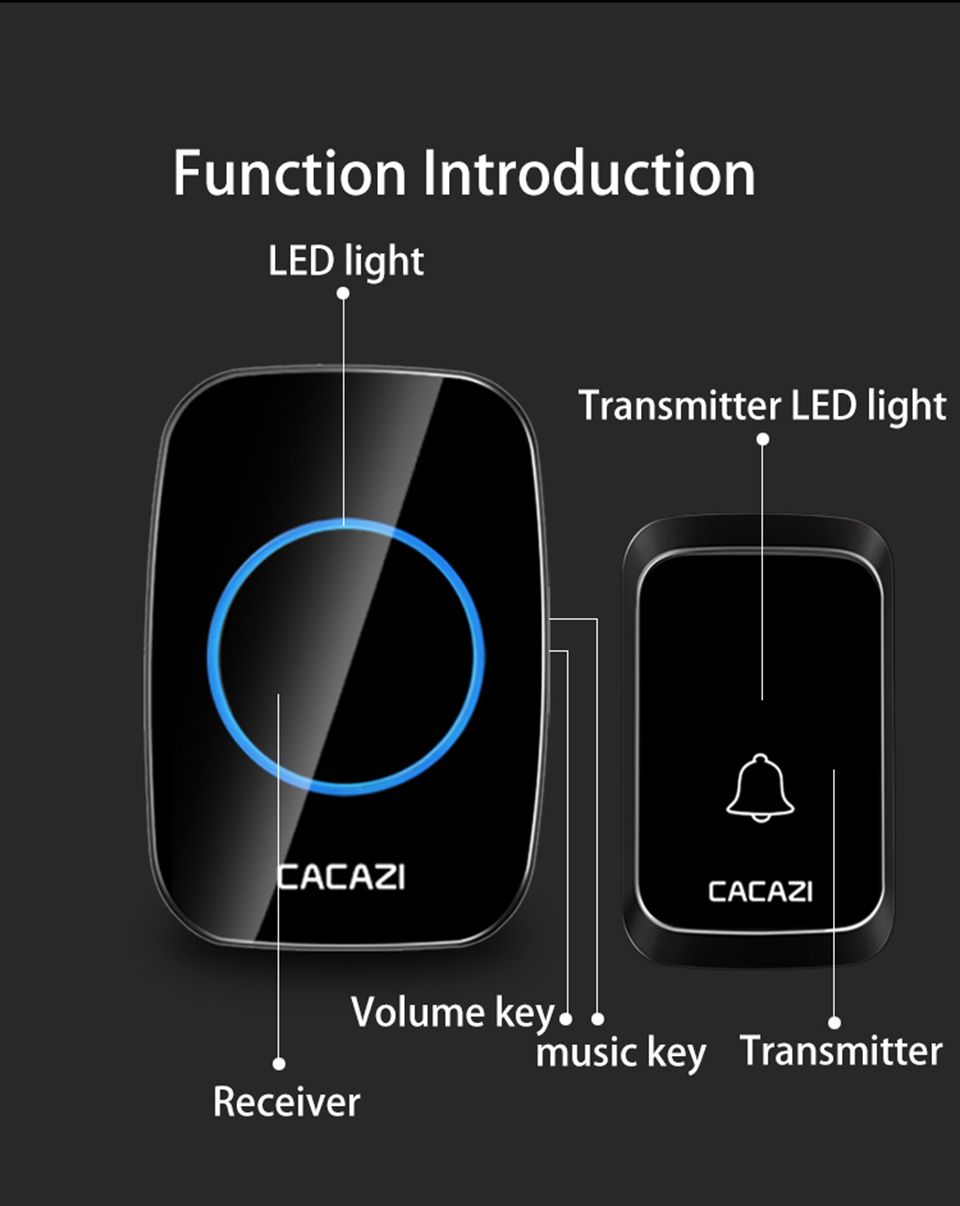 CACAZI-A60-Waterproof-Wireless-Music-Doorbell-LED-Light-Battery-300M-Remote-Home-Cordless-Call-Bell--1610215